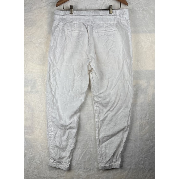 Athleta Womens Cabo Linen Jogger Pants Sz 14 White Beachy Summer Casual Festival - Picture 13 of 16